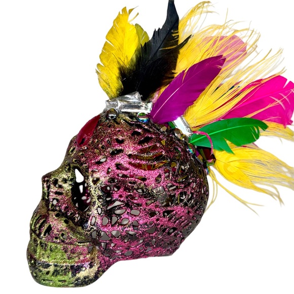 The Individualist, Feather Mohawk’d Skull Art Piece - Picture 13 of 15